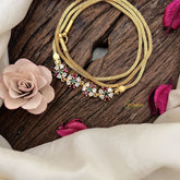 Vriksham Golden Blossom Chain for Women Moggapu Gold Chain-White Green & Red-G19585